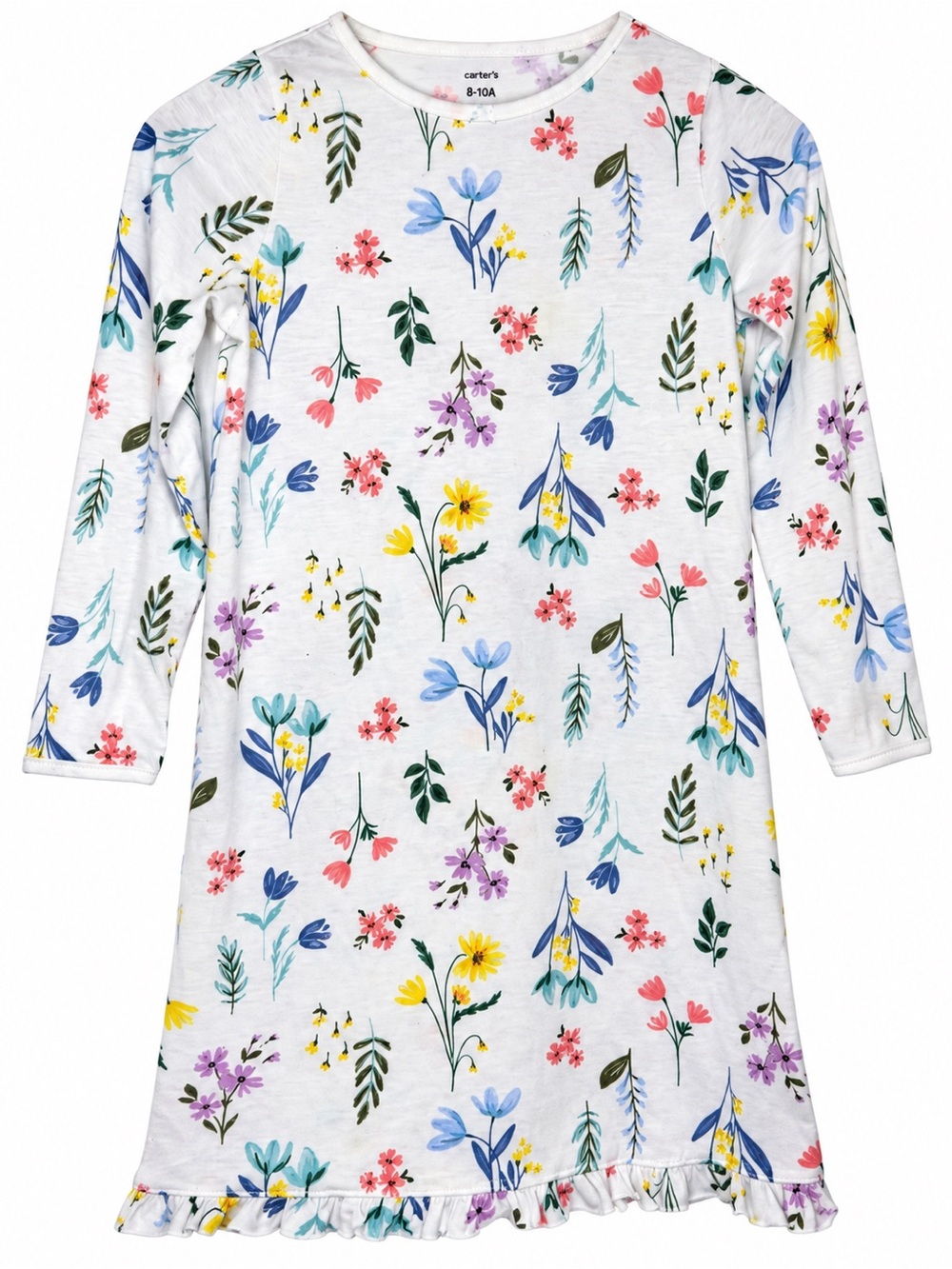 Carter’s Girls 8-10A Floral Long Sleeve Nightgown Pajama Sleepwear